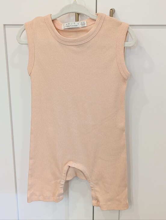 mother's promise Other - Sleeveless Neutral Peach Knit Baby Romper